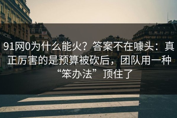 91网0为什么能火？答案不在噱头：真正厉害的是预算被砍后，团队用一种“笨办法”顶住了