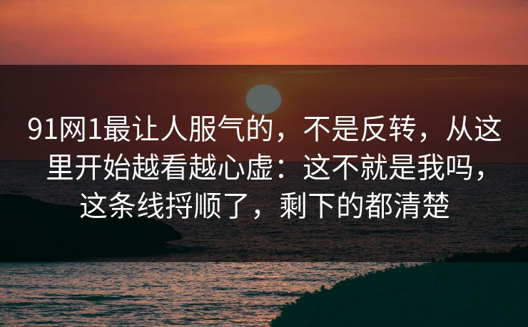 91网1最让人服气的,不是反转,从这里开始越看越心虚:这不就是我吗,这条线捋顺了,剩下的都清楚 91网1最让人服气的,不是反转,从这里开始越看越心虚:这不就是我吗,这条线捋顺了,剩下的都清楚