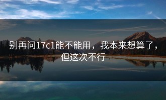 别再问17c1能不能用，我本来想算了，但这次不行