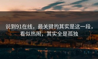 说到91在线，最关键的其实是这一段，看似热闹，其实全是孤独