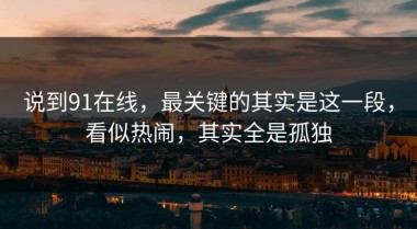 说到91在线，最关键的其实是这一段，看似热闹，其实全是孤独