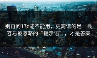 别再问17c能不能用，更离谱的是：最容易被忽略的“提示语”，才是答案