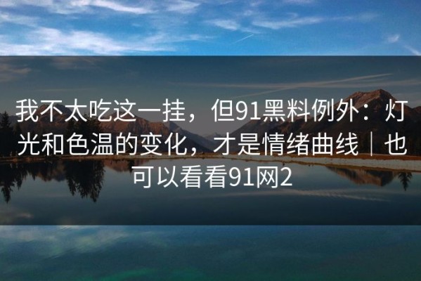 我不太吃这一挂，但91黑料例外：灯光和色温的变化，才是情绪曲线｜也可以看看91网2