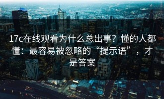 17c在线观看为什么总出事？懂的人都懂：最容易被忽略的“提示语”，才是答案