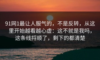 91网1最让人服气的，不是反转，从这里开始越看越心虚：这不就是我吗，这条线捋顺了，剩下的都清楚