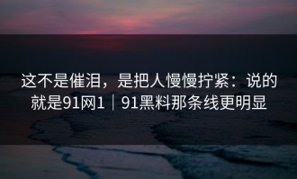这不是催泪，是把人慢慢拧紧：说的就是91网1｜91黑料那条线更明显