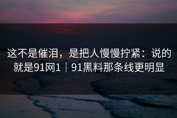 这不是催泪，是把人慢慢拧紧：说的就是91网1｜91黑料那条线更明显