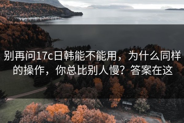 别再问17c日韩能不能用，为什么同样的操作，你总比别人慢？答案在这