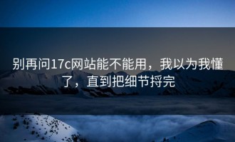 别再问17c网站能不能用，我以为我懂了，直到把细节捋完