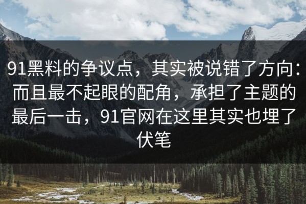 91黑料的争议点，其实被说错了方向：而且最不起眼的配角，承担了主题的最后一击，91官网在这里其实也埋了伏笔