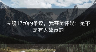 围绕17c0的争议，我甚至怀疑：是不是有人故意的