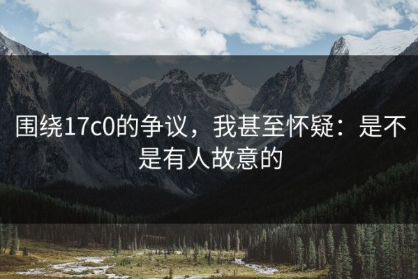 围绕17c0的争议，我甚至怀疑：是不是有人故意的