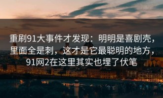 重刷91大事件才发现：明明是喜剧壳，里面全是刺，这才是它最聪明的地方，91网2在这里其实也埋了伏笔