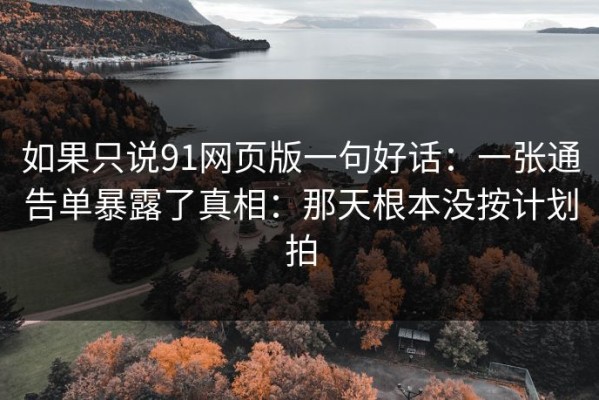 如果只说91网页版一句好话：一张通告单暴露了真相：那天根本没按计划拍