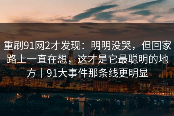 重刷91网2才发现：明明没哭，但回家路上一直在想，这才是它最聪明的地方｜91大事件那条线更明显