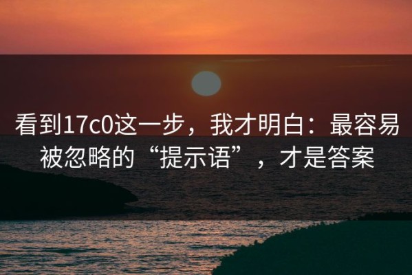 看到17c0这一步，我才明白：最容易被忽略的“提示语”，才是答案