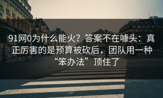 91网0为什么能火？答案不在噱头：真正厉害的是预算被砍后，团队用一种“笨办法”顶住了