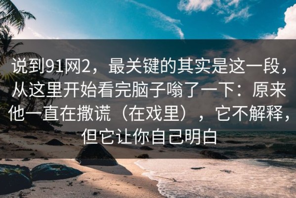 说到91网2，最关键的其实是这一段，从这里开始看完脑子嗡了一下：原来他一直在撒谎（在戏里），它不解释，但它让你自己明白