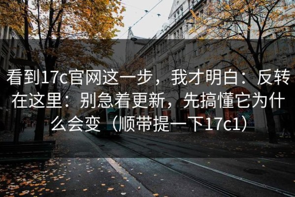 看到17c官网这一步，我才明白：反转在这里：别急着更新，先搞懂它为什么会变（顺带提一下17c1）