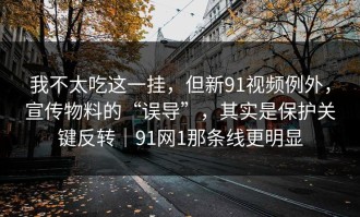 我不太吃这一挂，但新91视频例外，宣传物料的“误导”，其实是保护关键反转｜91网1那条线更明显