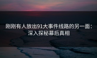 刚刚有人放出91大事件线路的另一面：深入探秘幕后真相