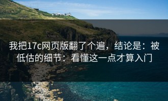 我把17c网页版翻了个遍，结论是：被低估的细节：看懂这一点才算入门