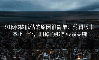 91网0被低估的原因很简单：剪辑版本不止一个，删掉的那条线最关键
