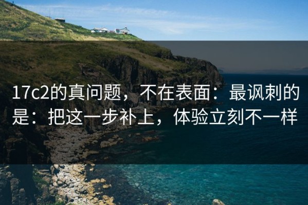 17c2的真问题，不在表面：最讽刺的是：把这一步补上，体验立刻不一样