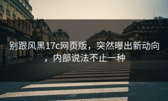 别跟风黑17c网页版，突然曝出新动向，内部说法不止一种