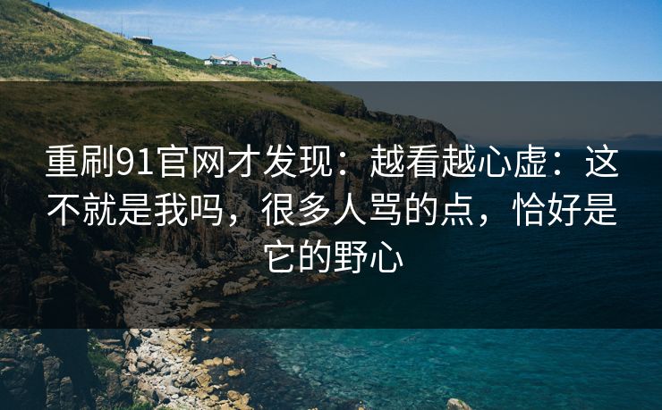 重刷91官网才发现：越看越心虚：这不就是我吗，很多人骂的点，恰好是它的野心