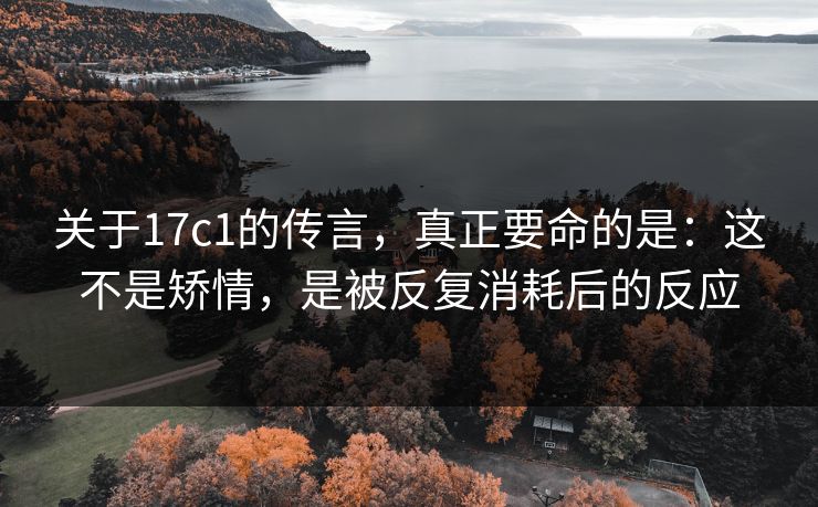 关于17c1的传言,真正要命的是:这不是矫情,是被反复消耗后的反应 关于17c1的传言,真正要命的是:这不是矫情,是被反复消耗后的反应